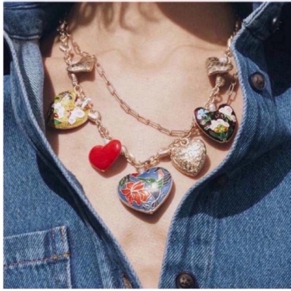 Zara Jewelry - New! Zara Oil Drip Paperclip Chain Heart Charm Necklace (3027) NWOT